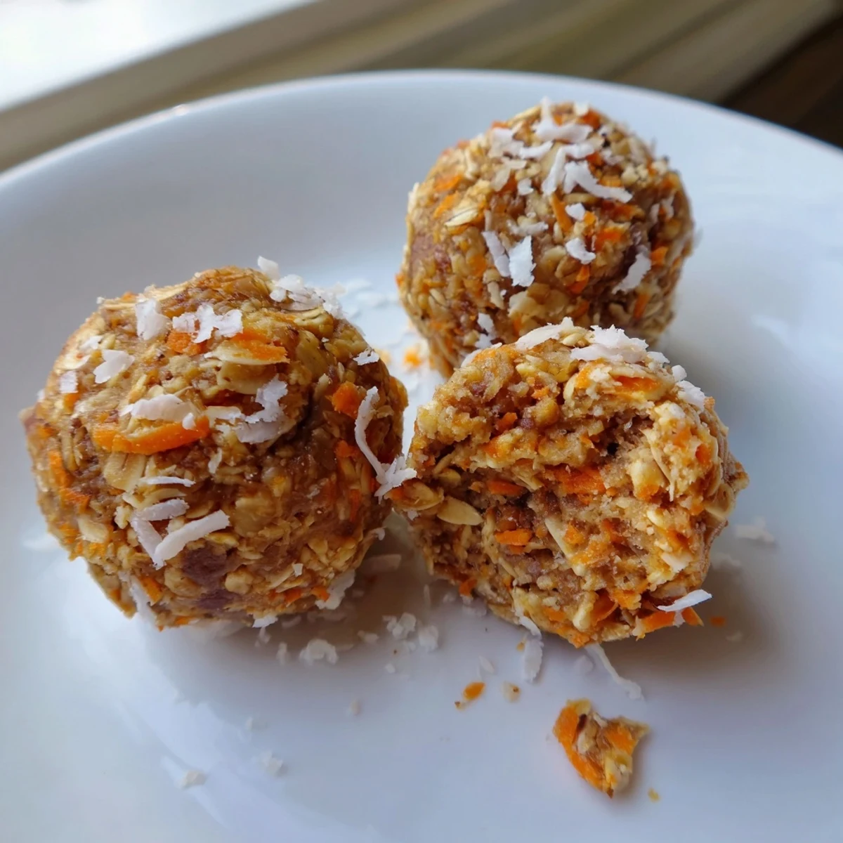 Golden carrot cake energy balls studded with walnuts and warm spices