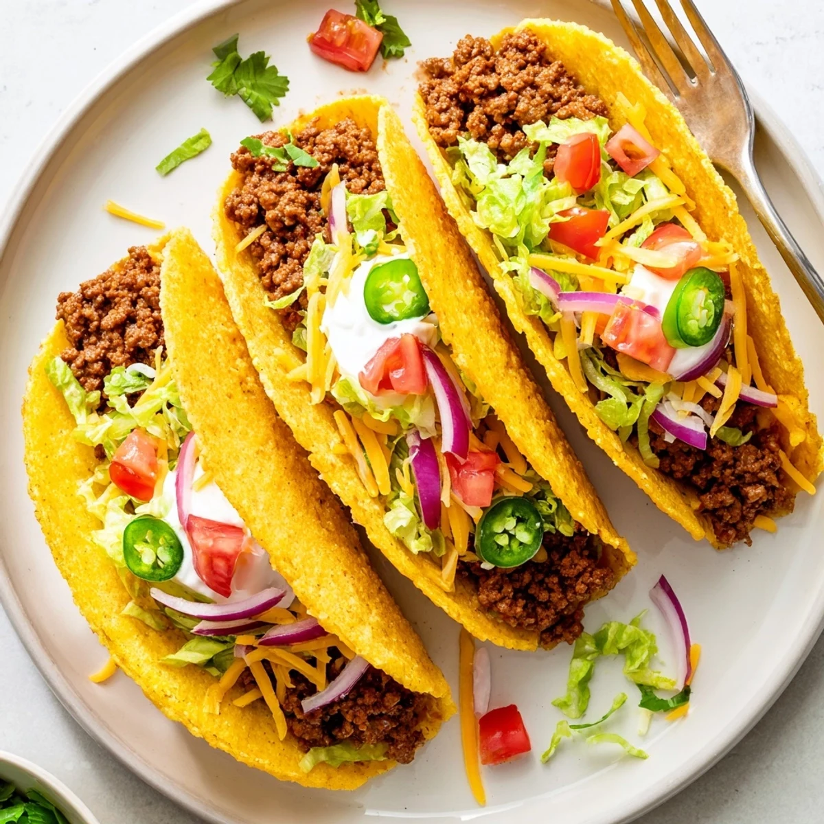Golden crispy beef tacos loaded with seasoned meat, melted cheese, and fresh lettuce