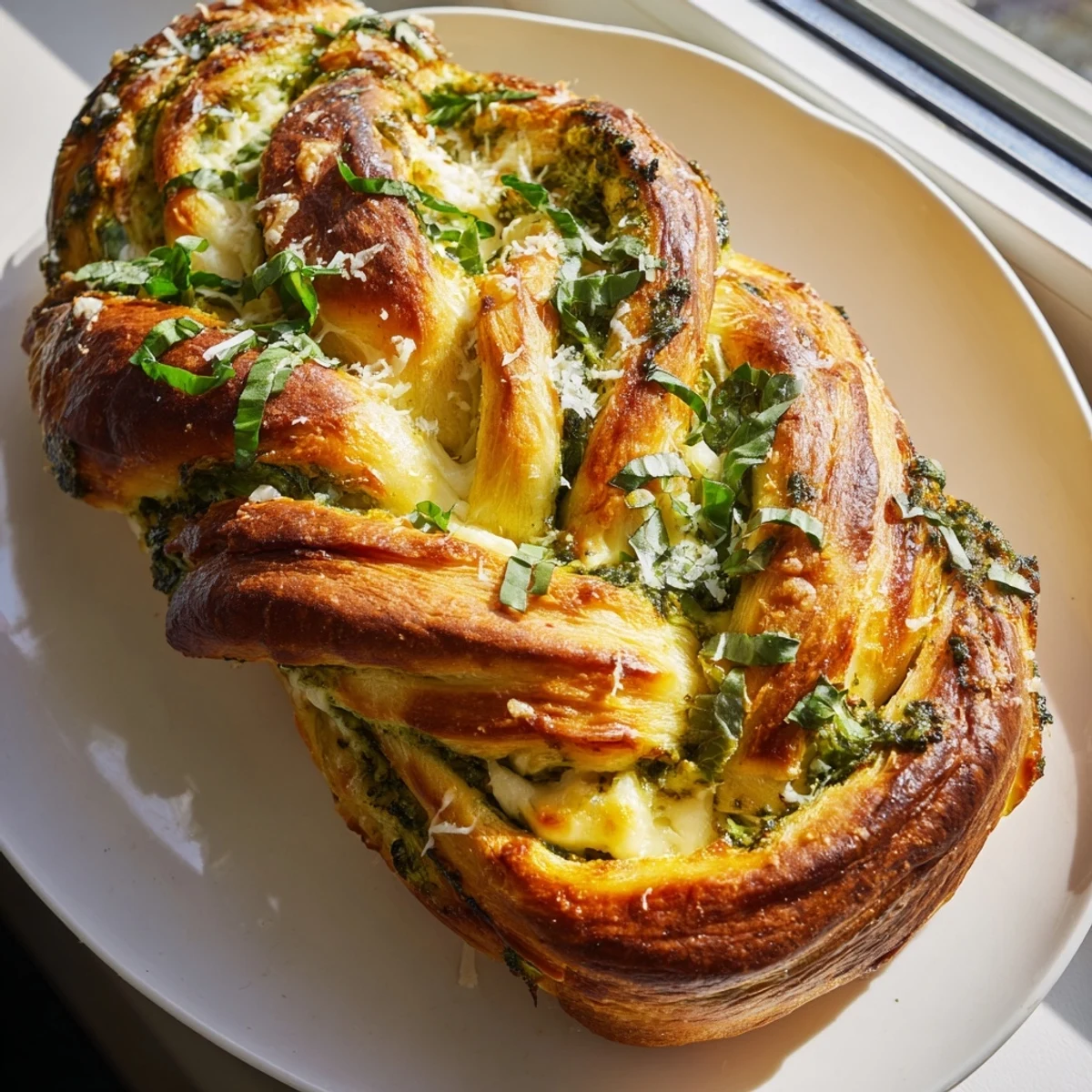 Cheesy Braided Pesto Bread