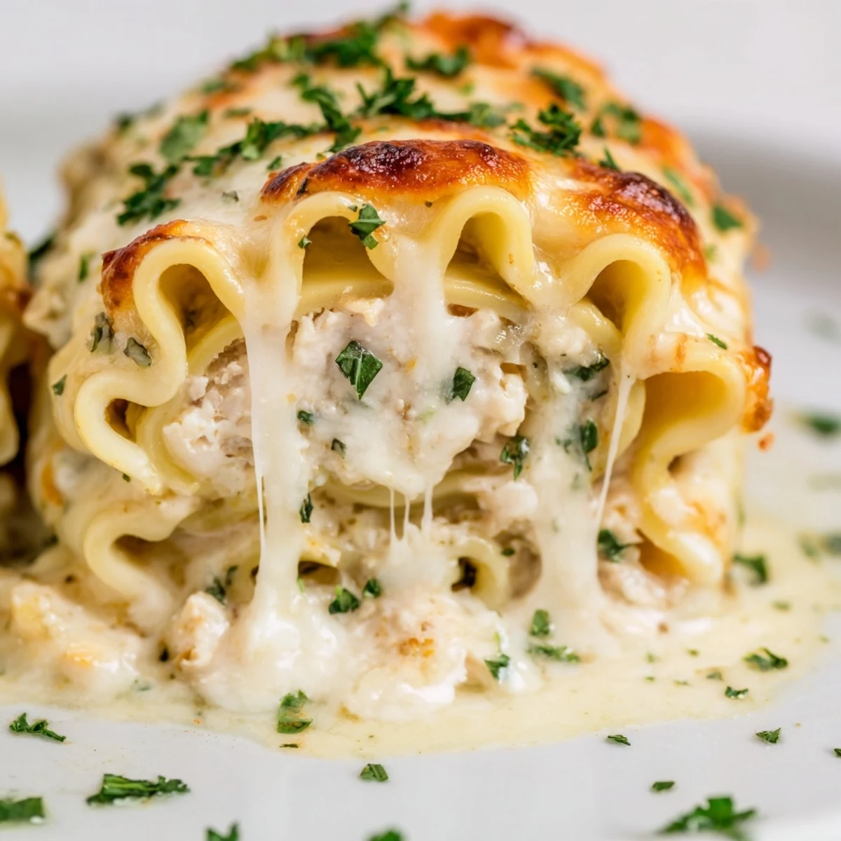 Garlic Parmesan Chicken Lasagna Roll Ups
