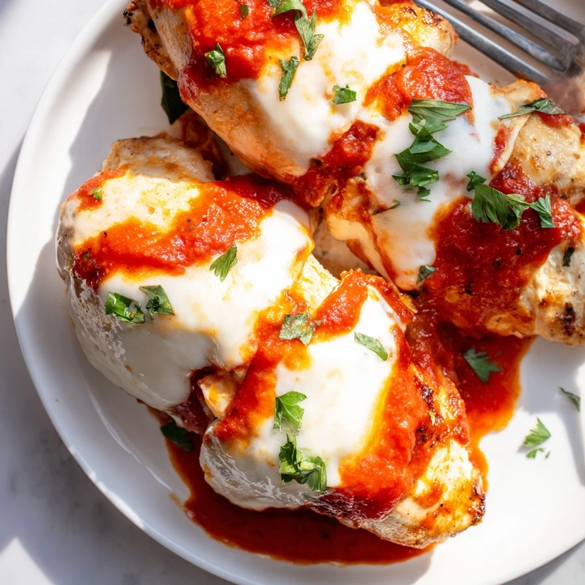 Creamy ricotta chicken bake with herb cheese topping fresh from the oven