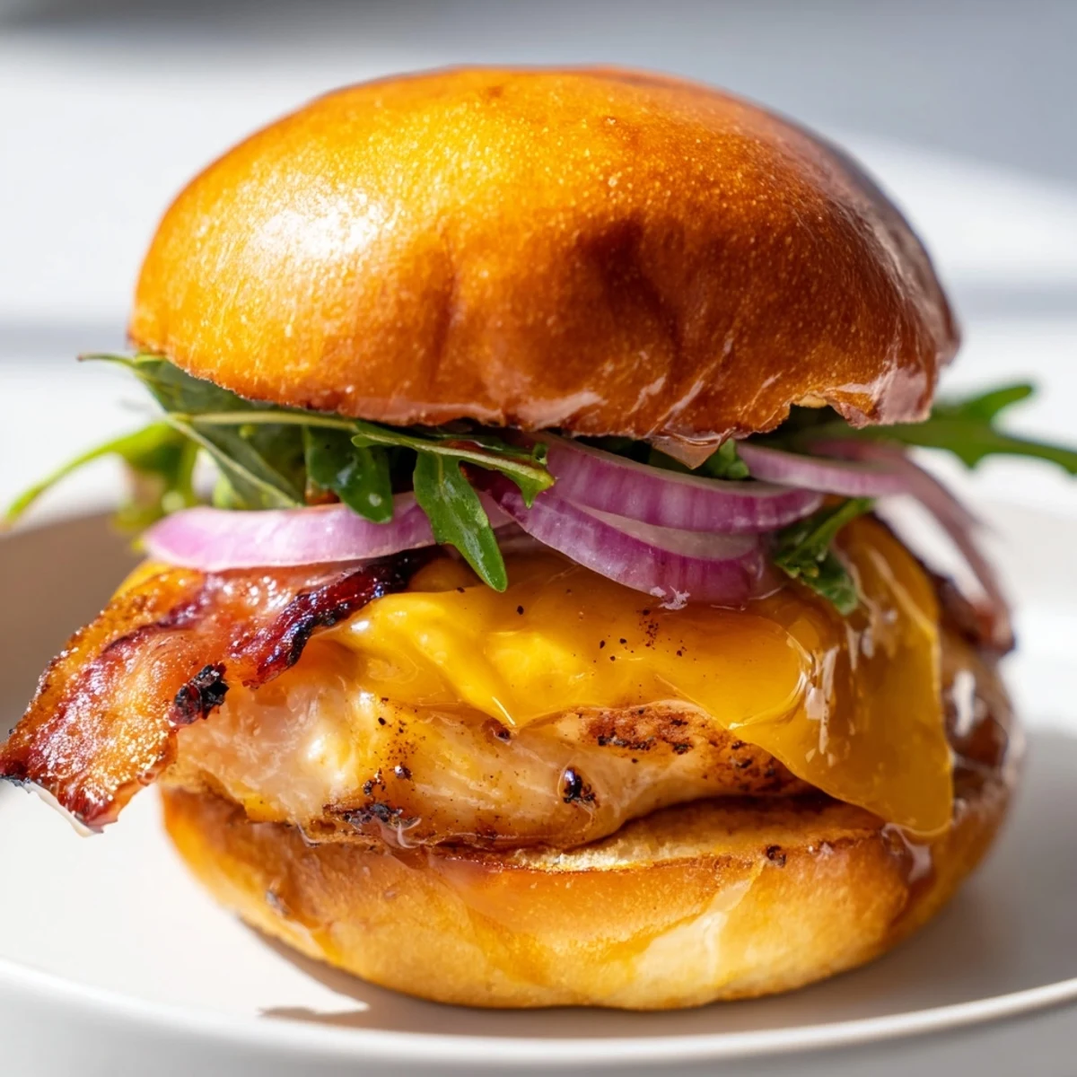 Juicy glazed chicken and crispy bacon layered inside soft buns for maple chicken bacon sliders