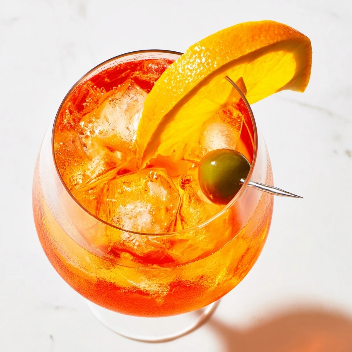 Golden Spritz drink topped with fresh orange slice for summer sipping.