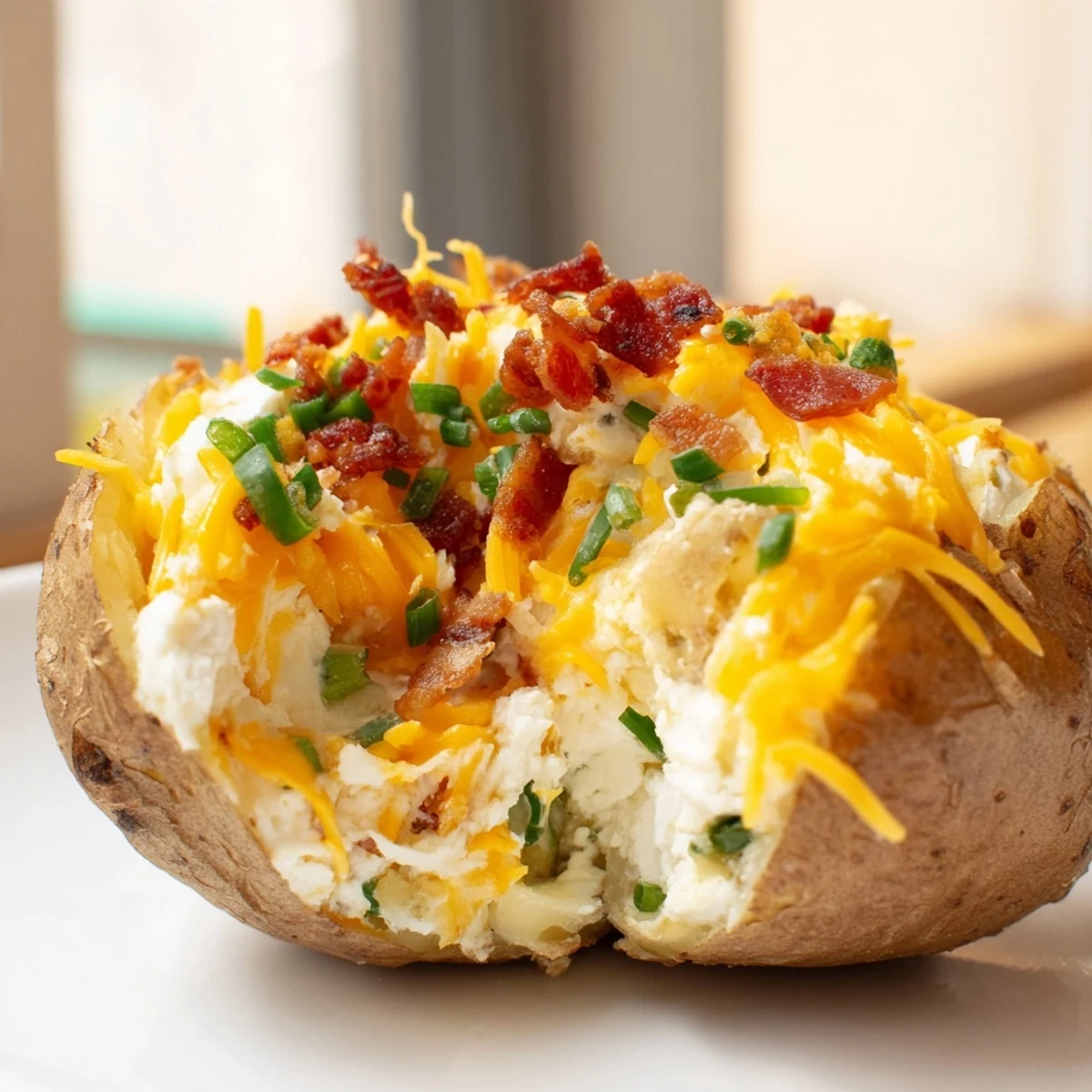 Creamy mashed potato filling mixed with spicy jalapenos inside russet potato skins.  