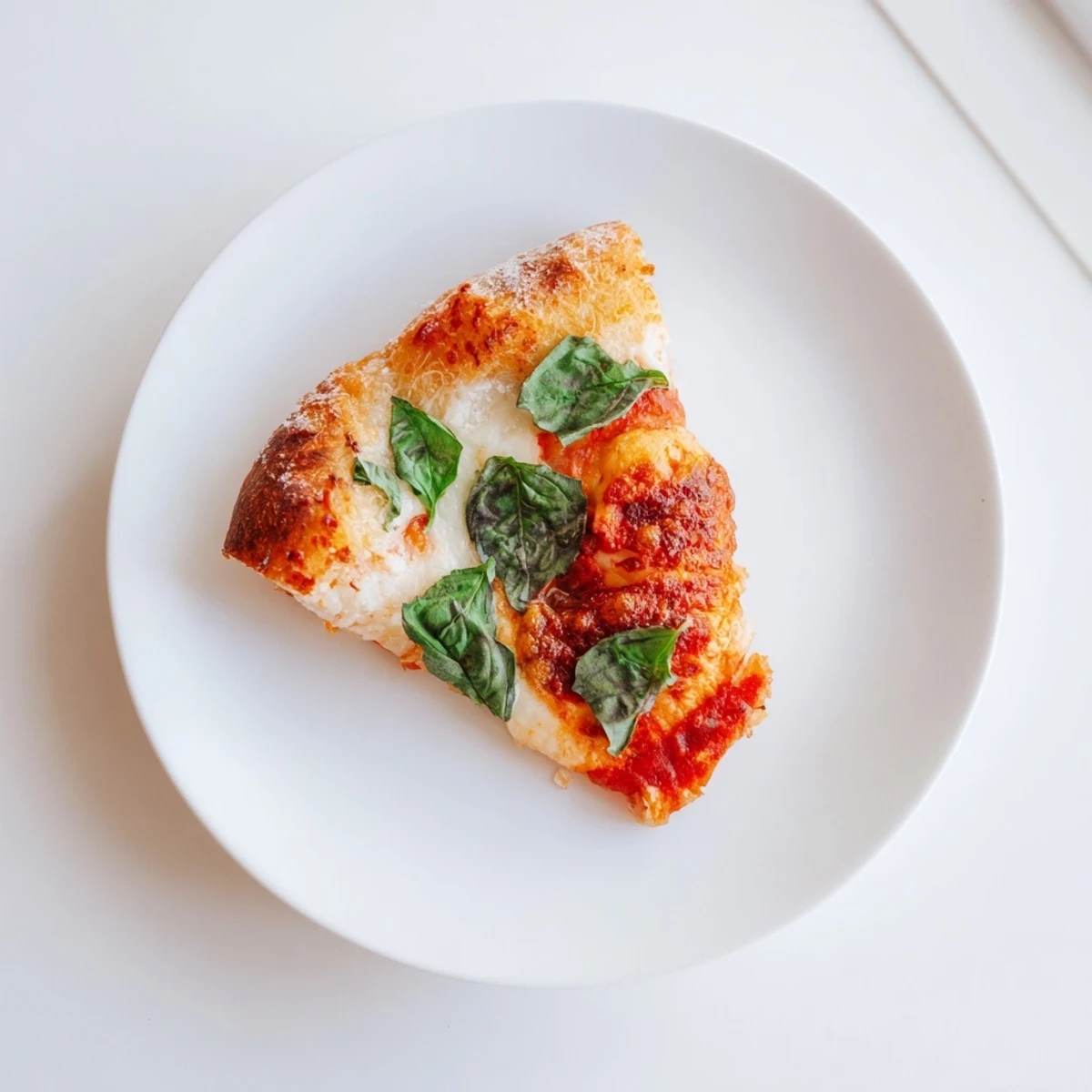 Golden homemade pizza with bubbling cheese and fresh basil toppings.  