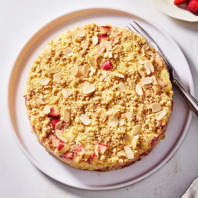 Spring Lemon Rhubarb Strawberry Cake
