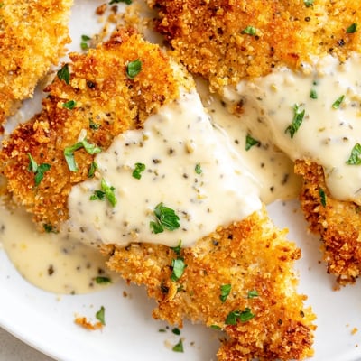 Crispy Parmesan Chicken With Garlic Sauce